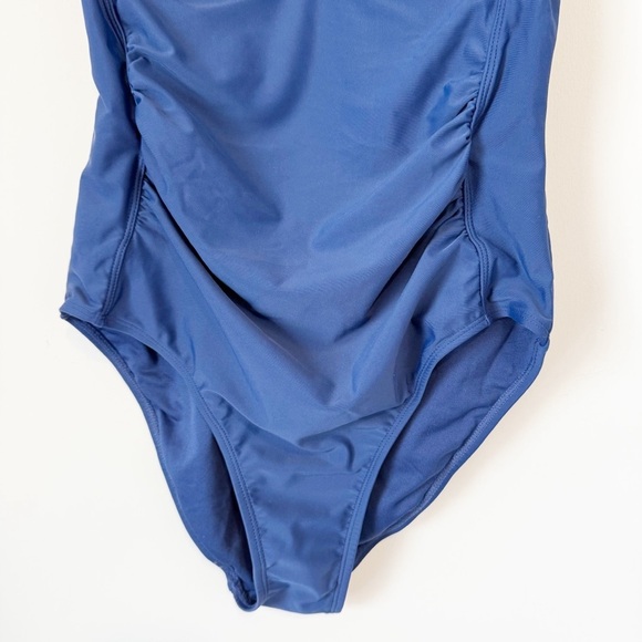 NWT HEAT NAVY MISSY RUCHED FRONT PANEL SIDE ONE PIECE S - Picture 8 of 11